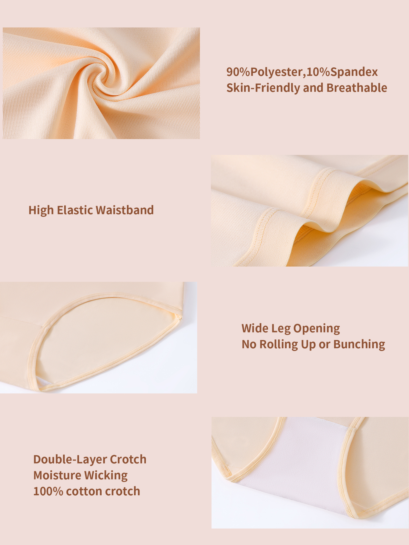 6PCS Women's Panties Solid Color High Waist Full Coverage Panties Soft Breathable Postpartum Panties Stretch Panties