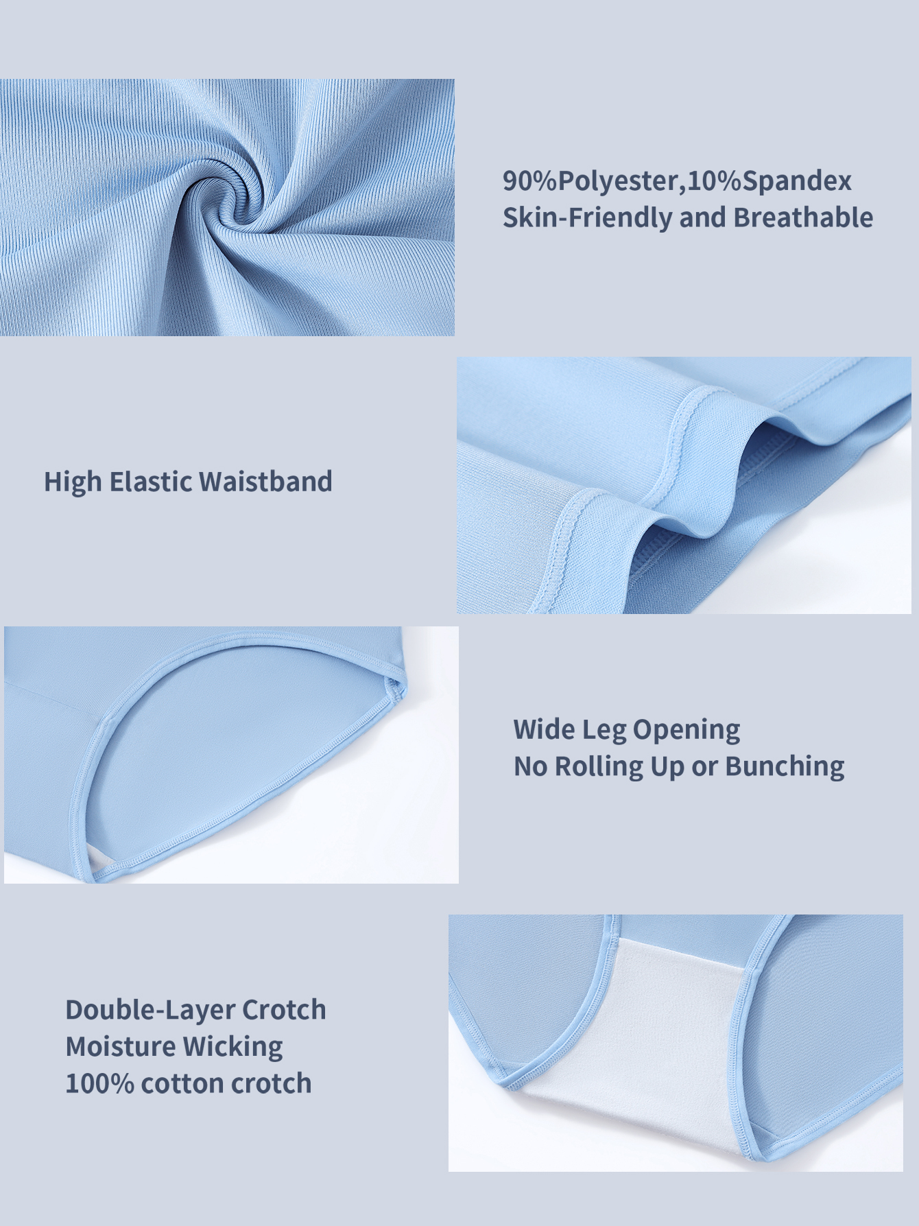 6PCS Women's Panties High Waist Full Coverage Panties Soft Breathable Postpartum Panties Stretch Panties