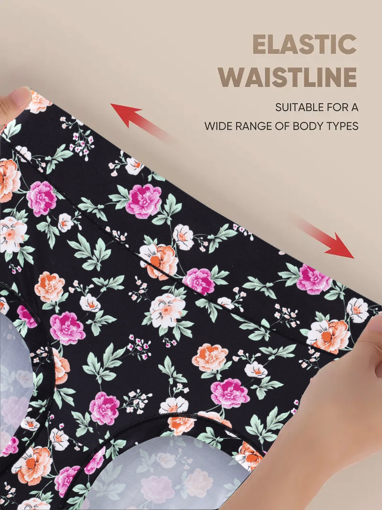 8 pieces of large-sized printed high-waisted women's underwear: comfortable, soft, breathable, simple underwear for lifting the abdomen and hips, high-waisted women's underwear