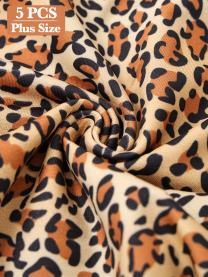 5PCS high-waisted and sized belt-controlled lingerie soft and pants are daily comfortable animal-patterned women's underwear