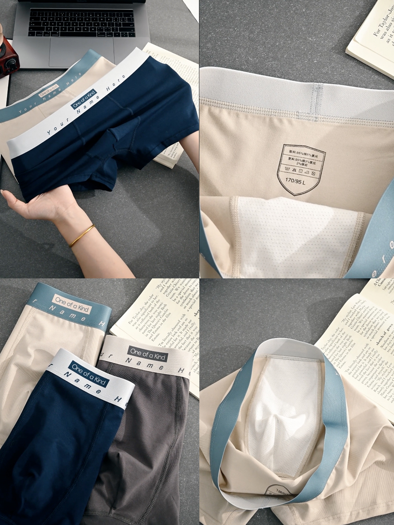 9 pieces pack Men's straight-leg underwear Cotton men's underwear Simple color-matching underwear for men