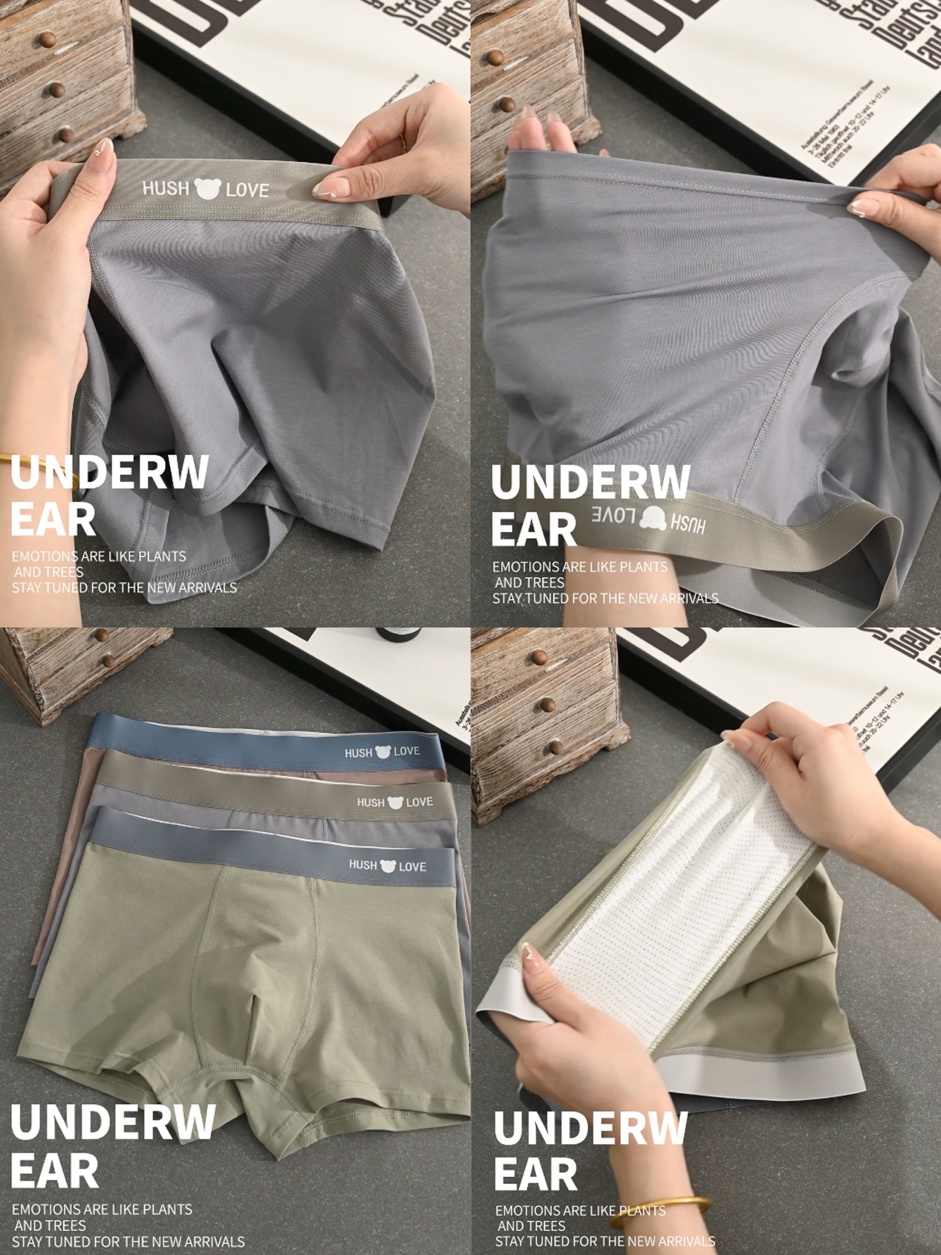 9 pieces pack Men's straight-leg underwear Cotton men's underwear Simple color-matching underwear for men