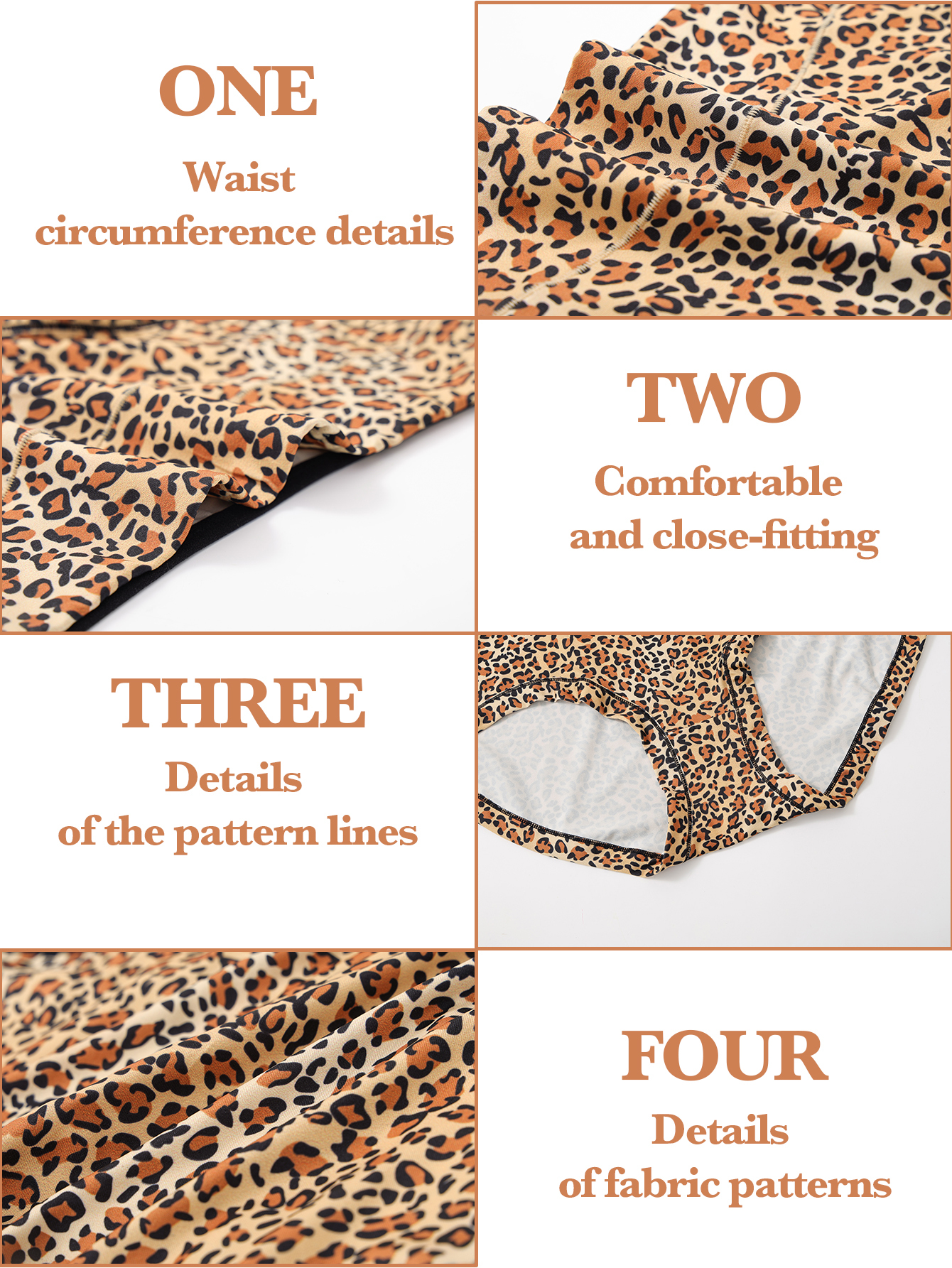 5PCS high-waisted and sized belt-controlled lingerie soft and pants are daily comfortable animal-patterned women's underwear