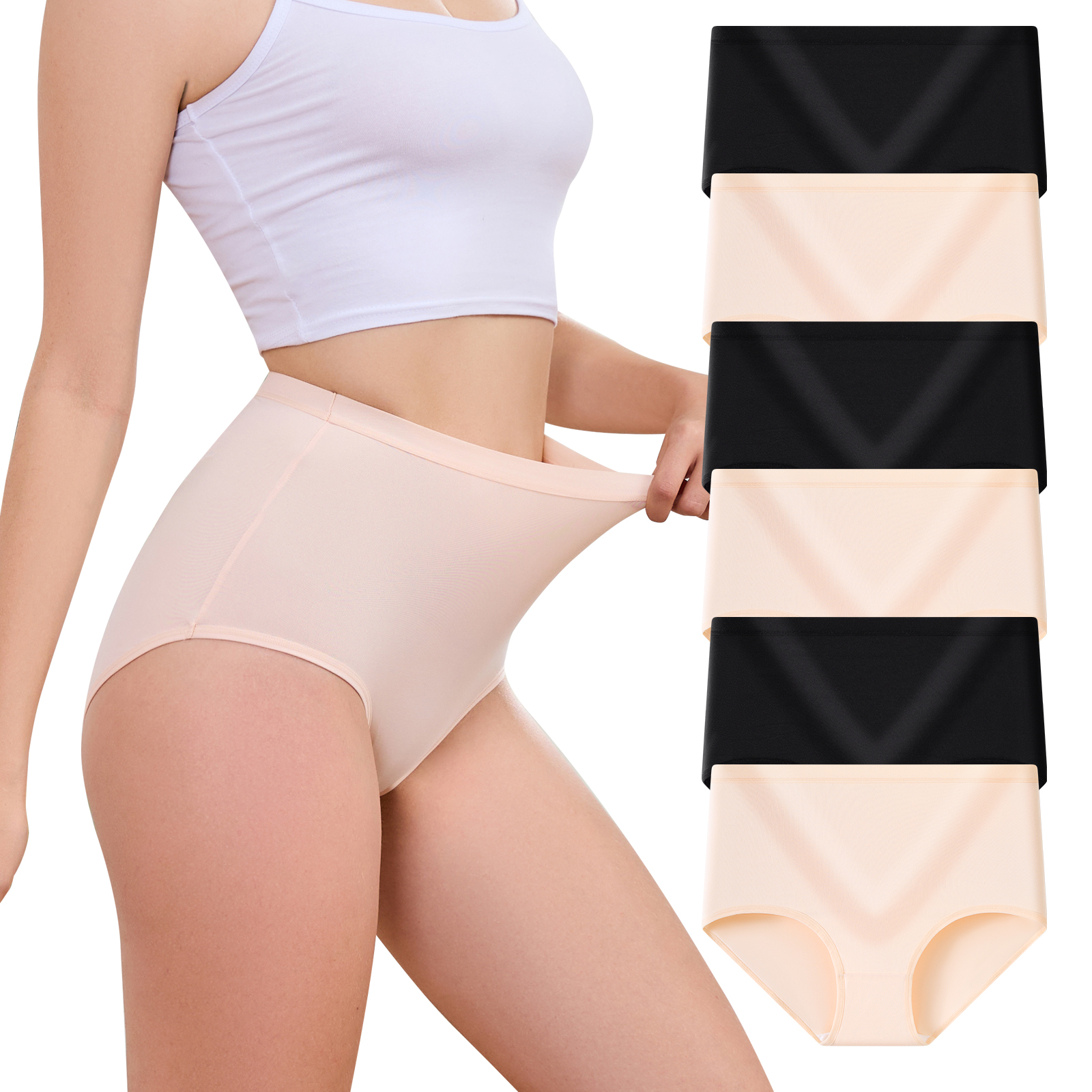 MEIDAYAI Womens Underwear Pack,C Section High Waisted Tummy Control Moisture-Wicking Brief Underwear,plus size Panties 6Packs