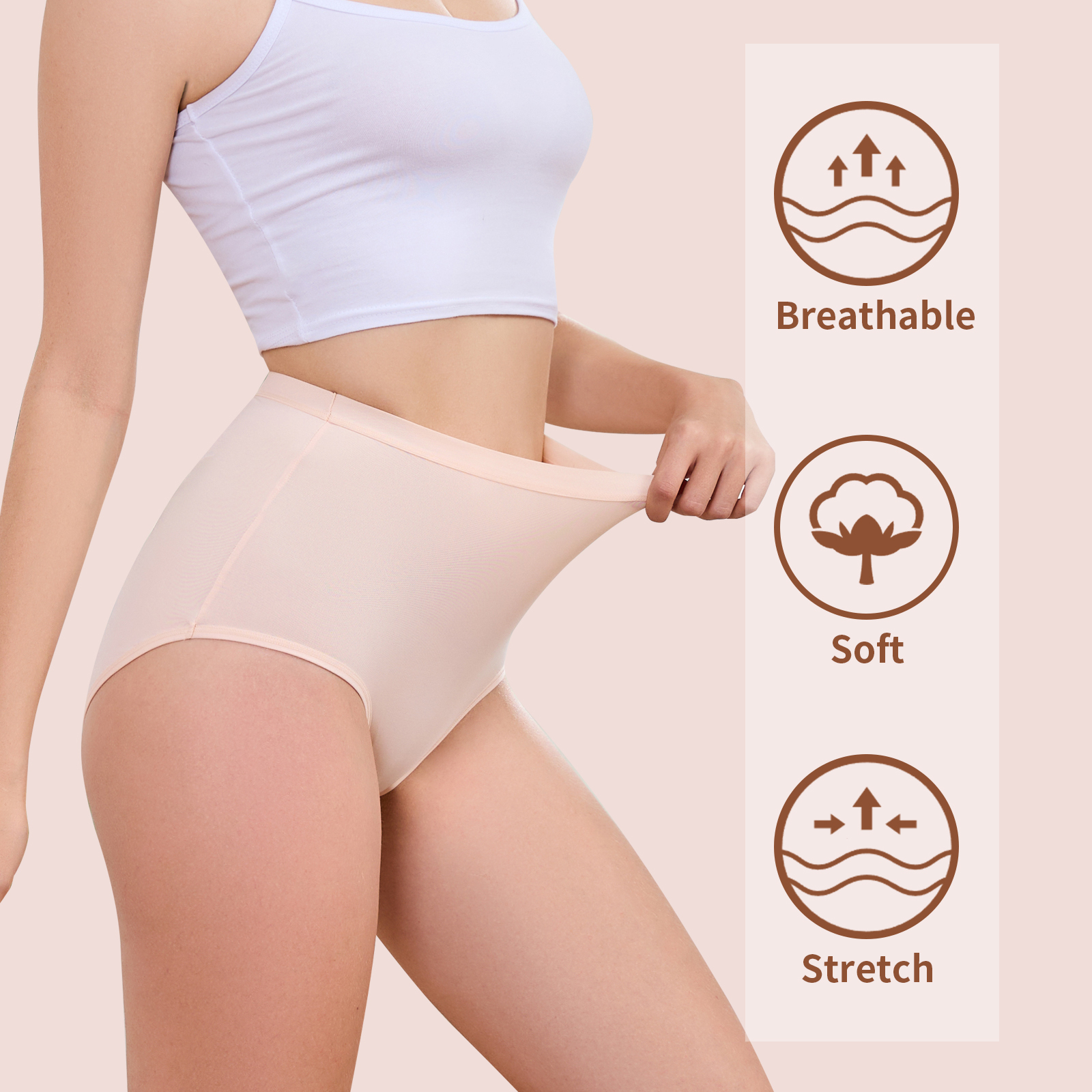 MEIDAYAI Womens Underwear Pack,C Section High Waisted Tummy Control Moisture-Wicking Brief Underwear,plus size Panties 6Packs