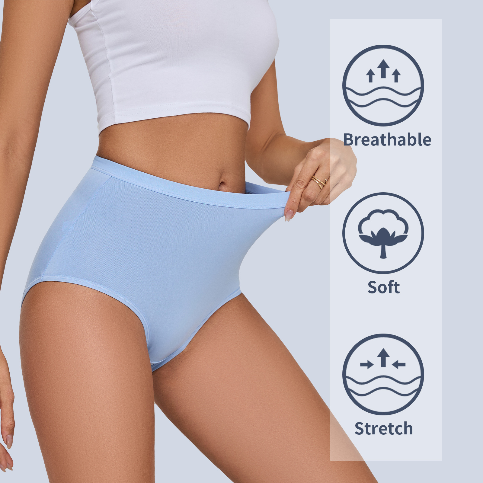 MEIDAYAI Womens Underwear Pack,C Section High Waisted Tummy Control Moisture-Wicking Brief Underwear,plus size Panties 6Packs