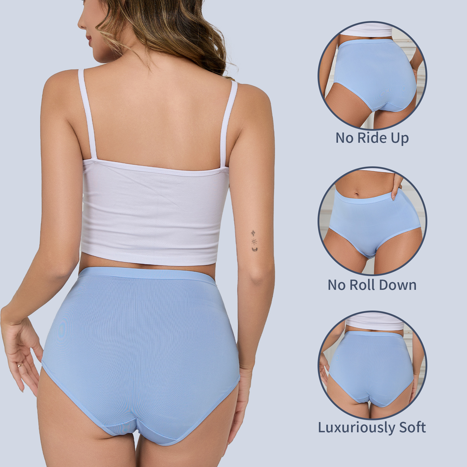 MEIDAYAI Womens Underwear Pack,C Section High Waisted Tummy Control Moisture-Wicking Brief Underwear,plus size Panties 6Packs