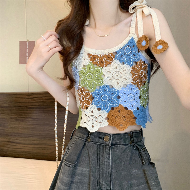 New Korean-style Hollow-out Embroidered Floral Versatile Camisole / Sleeveless Top