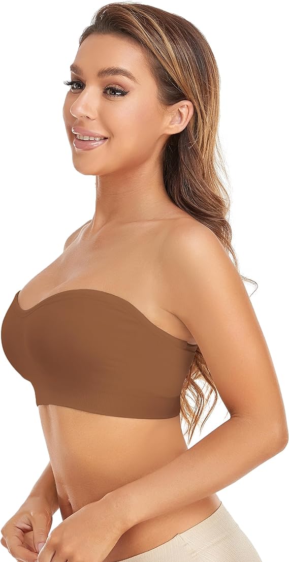 Non-Slip Silicone Padded Bea Wireless Tube Top Bra