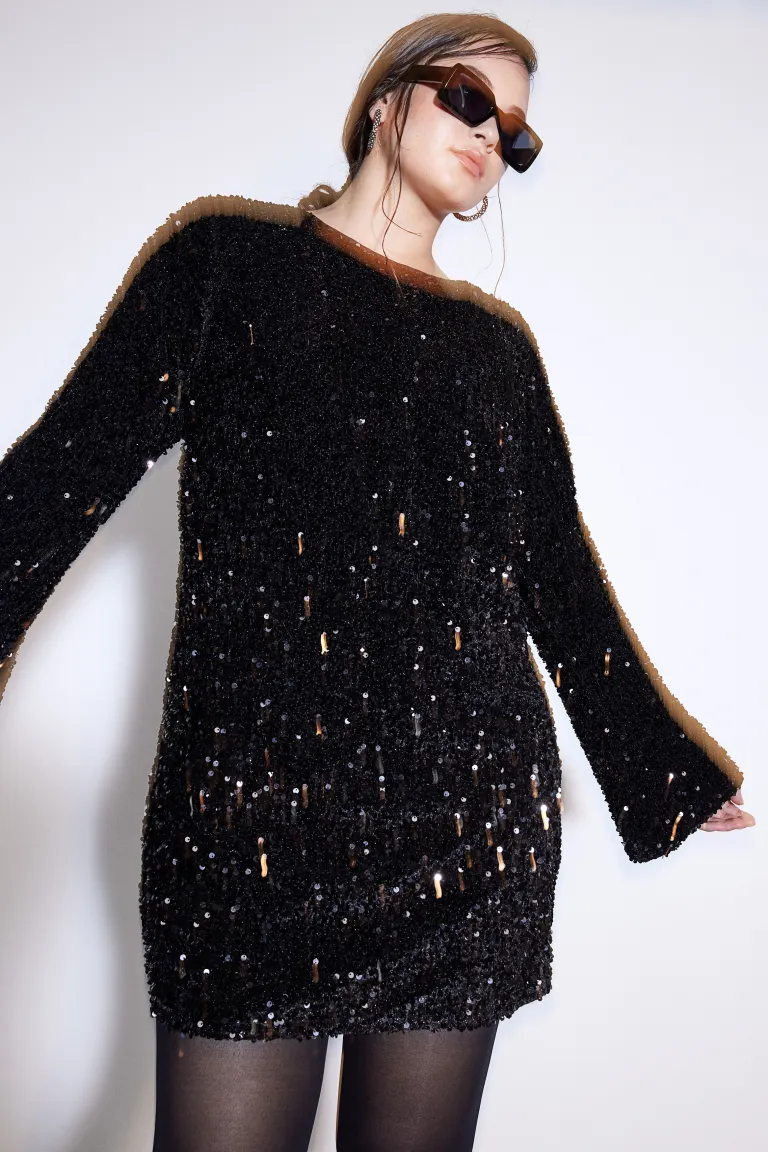 Sequined Tie-back Dress