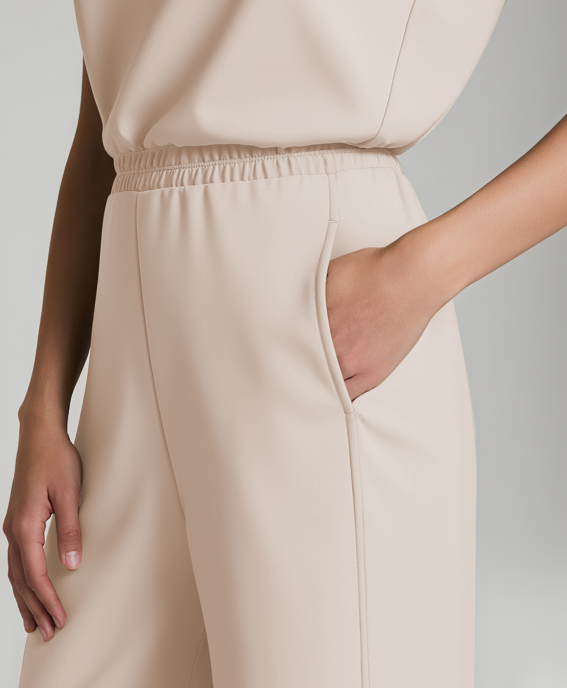 AirEssentials Cap Sleeve Cinched Jumpsuit (Buy 2 Free Shipping)