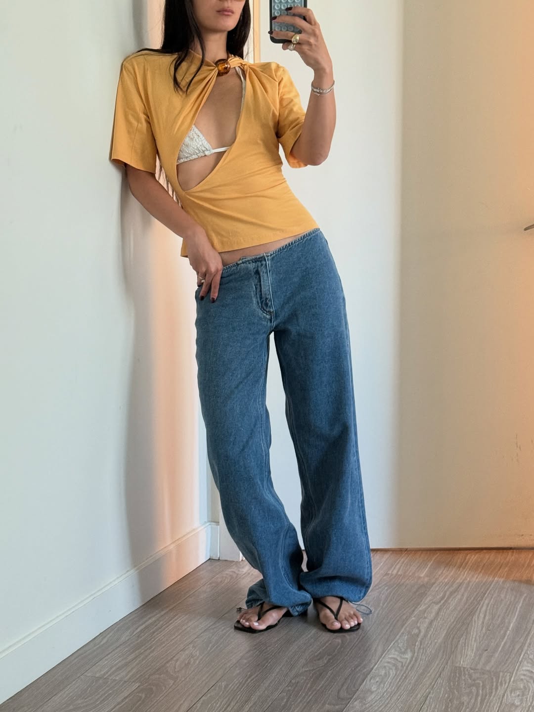 Low Rise Drawstring Hem Sporty Jeans (Buy 2 Free Shipping)