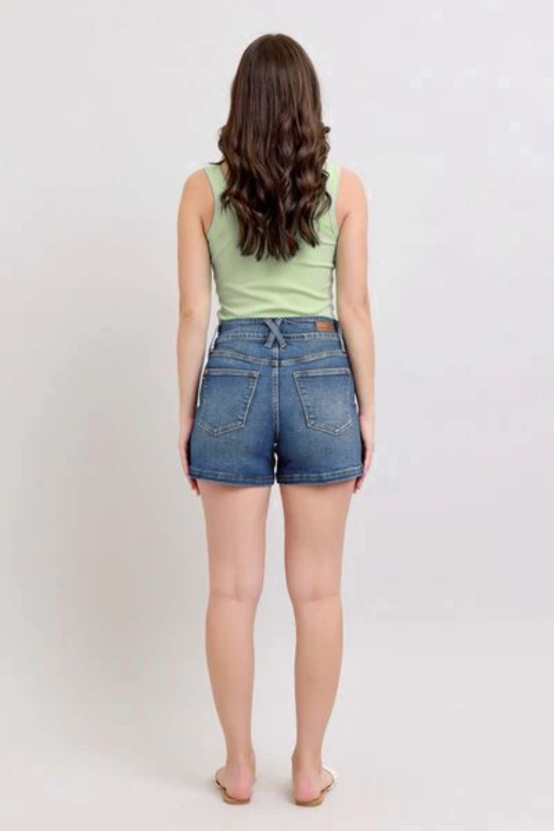 Tummy Control Double Button Waistband Shorts