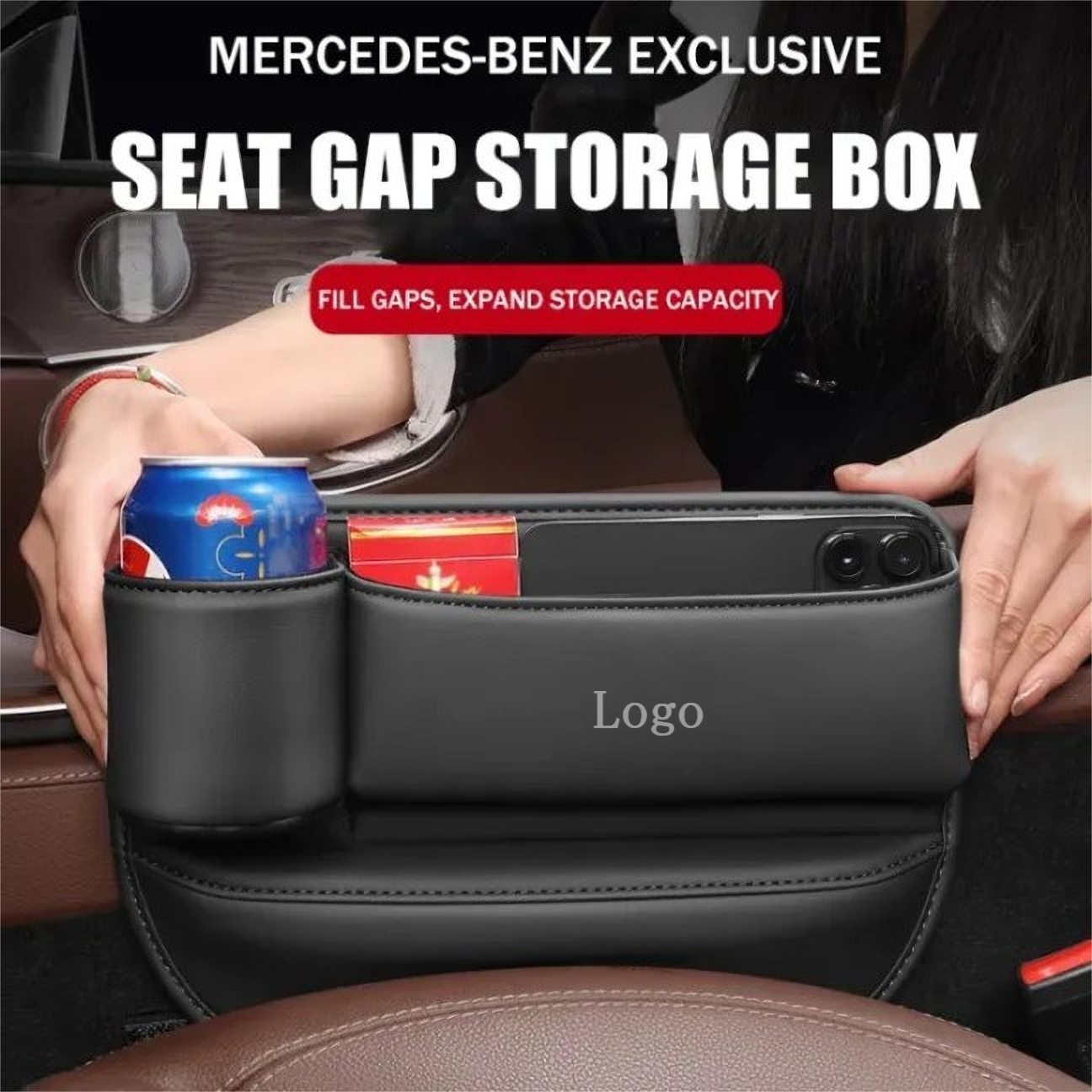 Exclusive Logo Leather Car Seat Storage Box (Buy 2 Free Shipping)