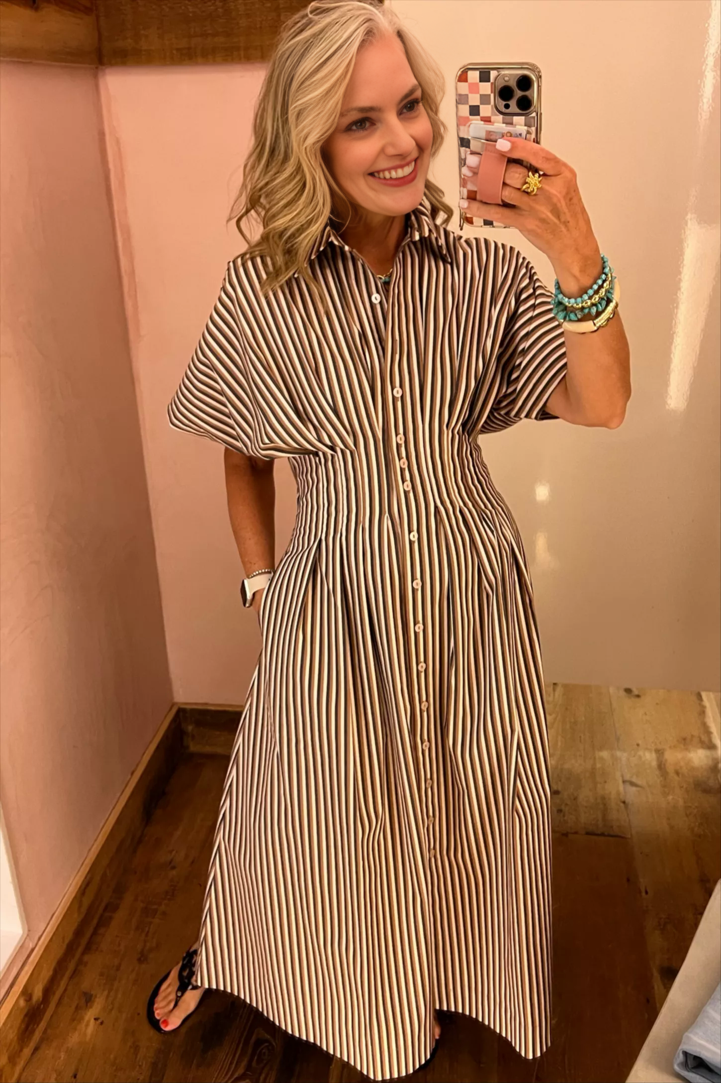 Striped Button Shirt Dress (Buy 2 Free Shipping)