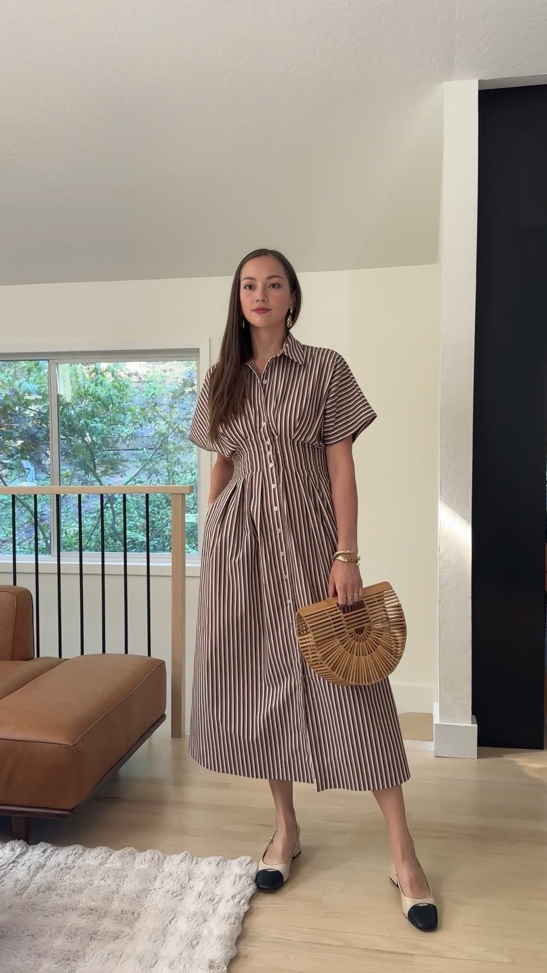 Striped Button Shirt Dress (Buy 2 Free Shipping)