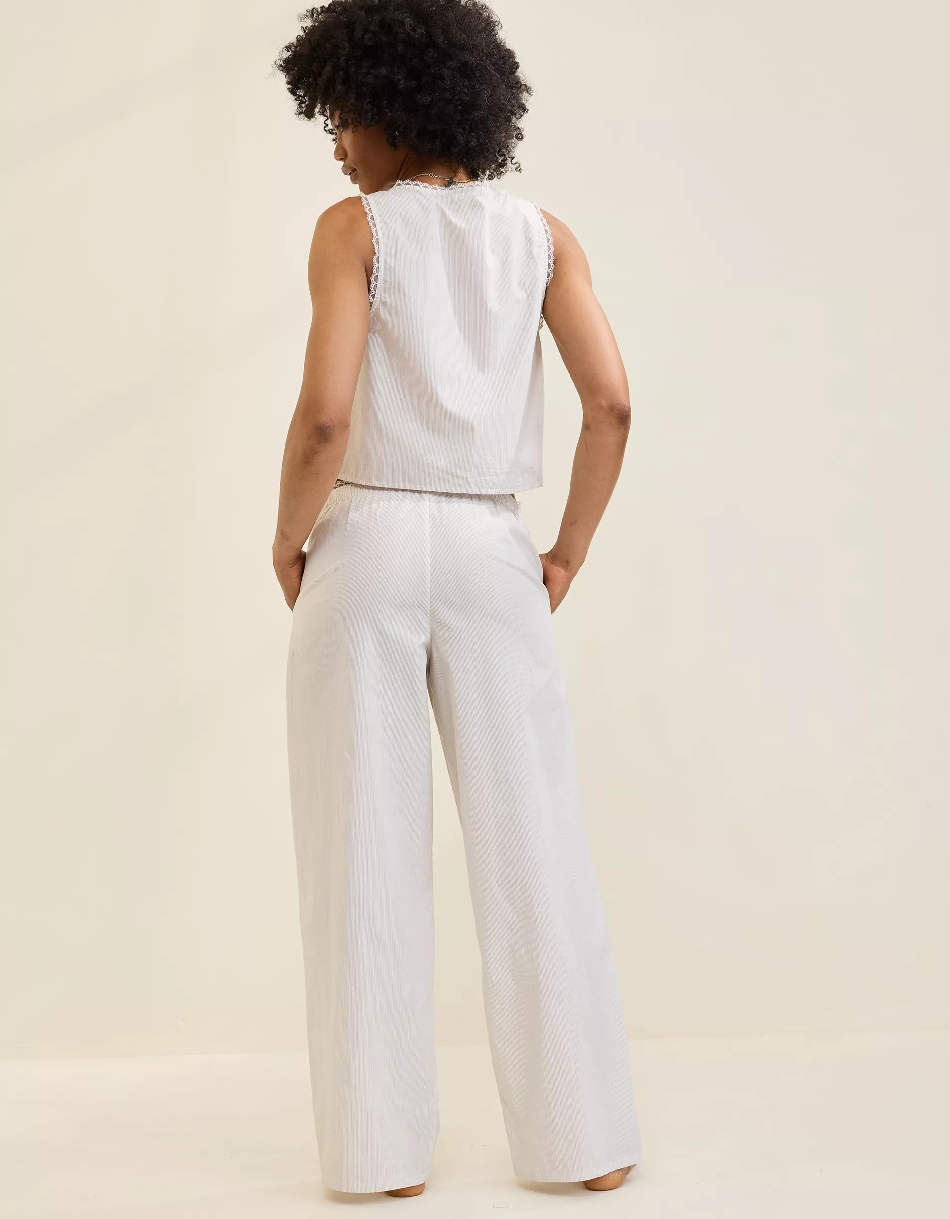 Off-Duty Wide Leg Poplin Trouser PJ(Buy 2 Free Shipping)