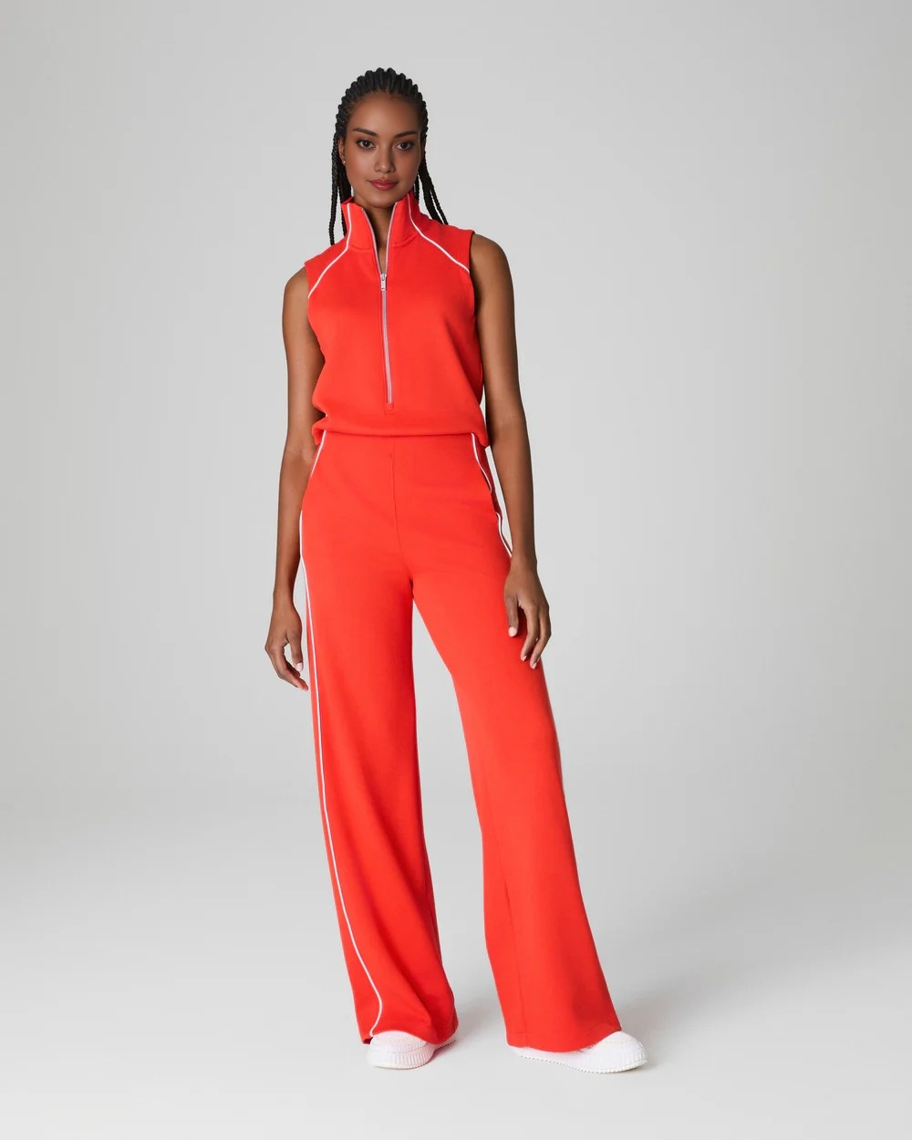 AirEssentials Pique Sleeveless Mockneck Jumpsuit (Buy 2 Free Shipping)