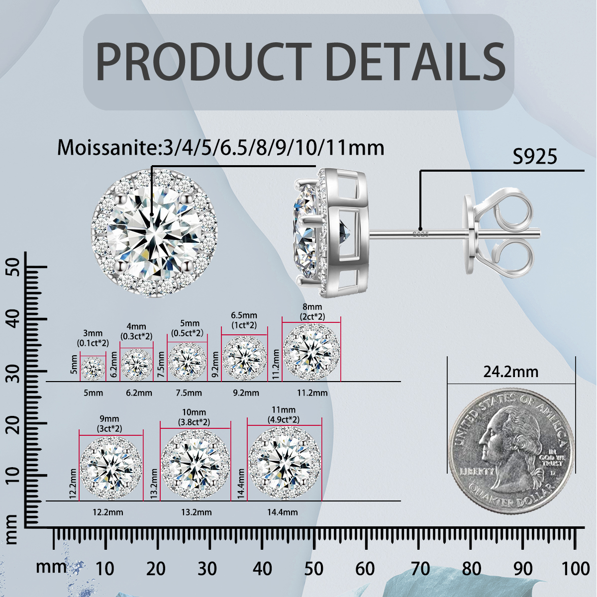ICEBURST Halo Spark Stud Earrings 925S & VVS Moissanite
