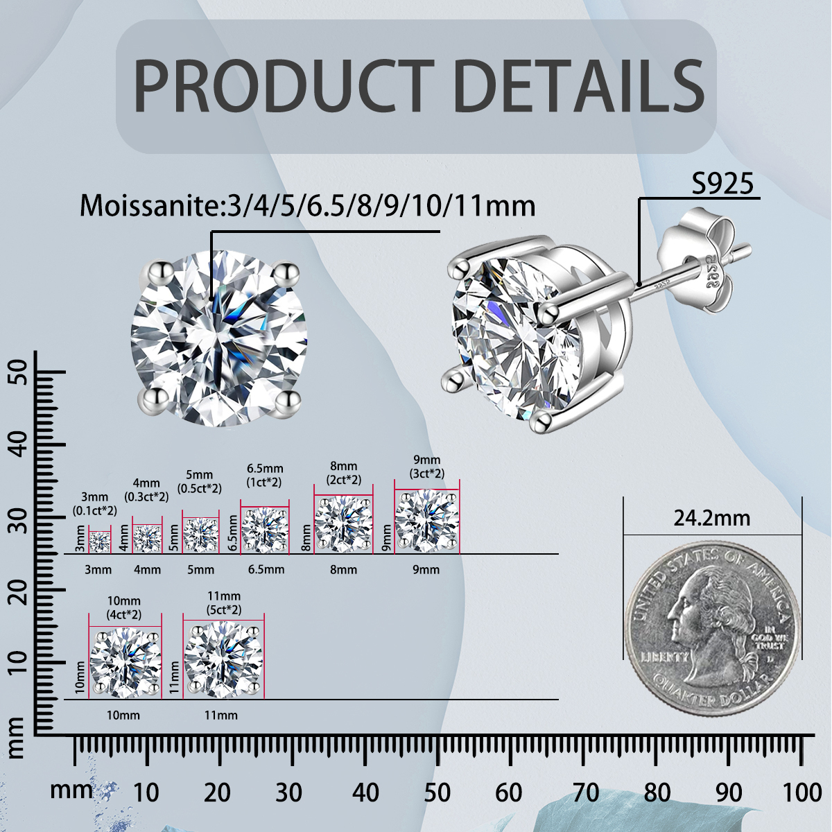 FLEXSTONE Solo Shine Stud Earrings 925S & VVS Moissanite