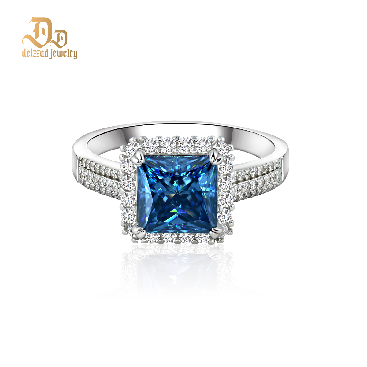 3ct S925 Princess Synthetic Moissanite Halo Ring