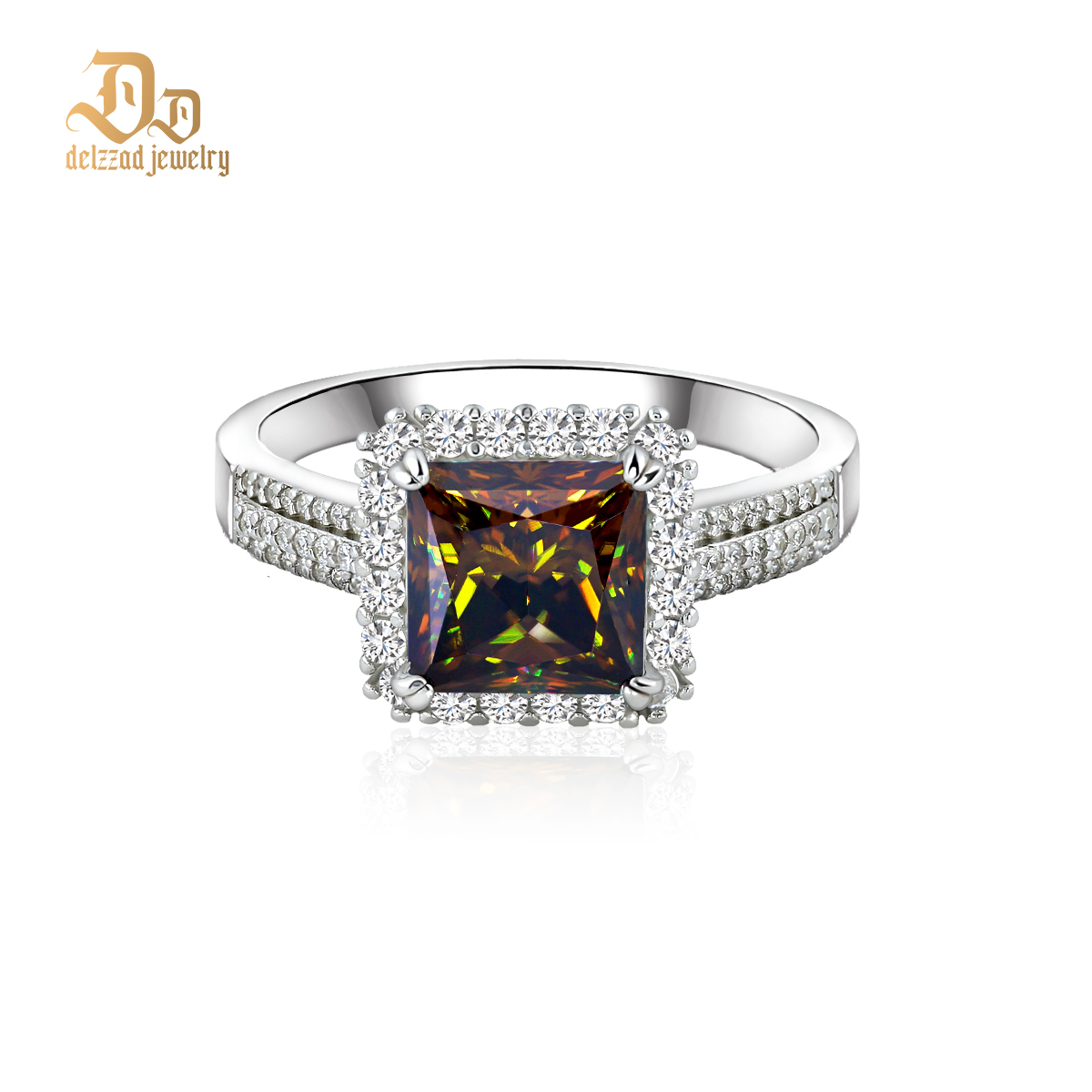 3ct S925 Princess Synthetic Moissanite Halo Ring