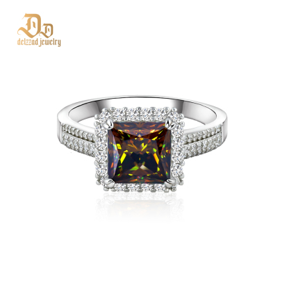 3ct S925 Princess Synthetic Moissanite Halo Ring