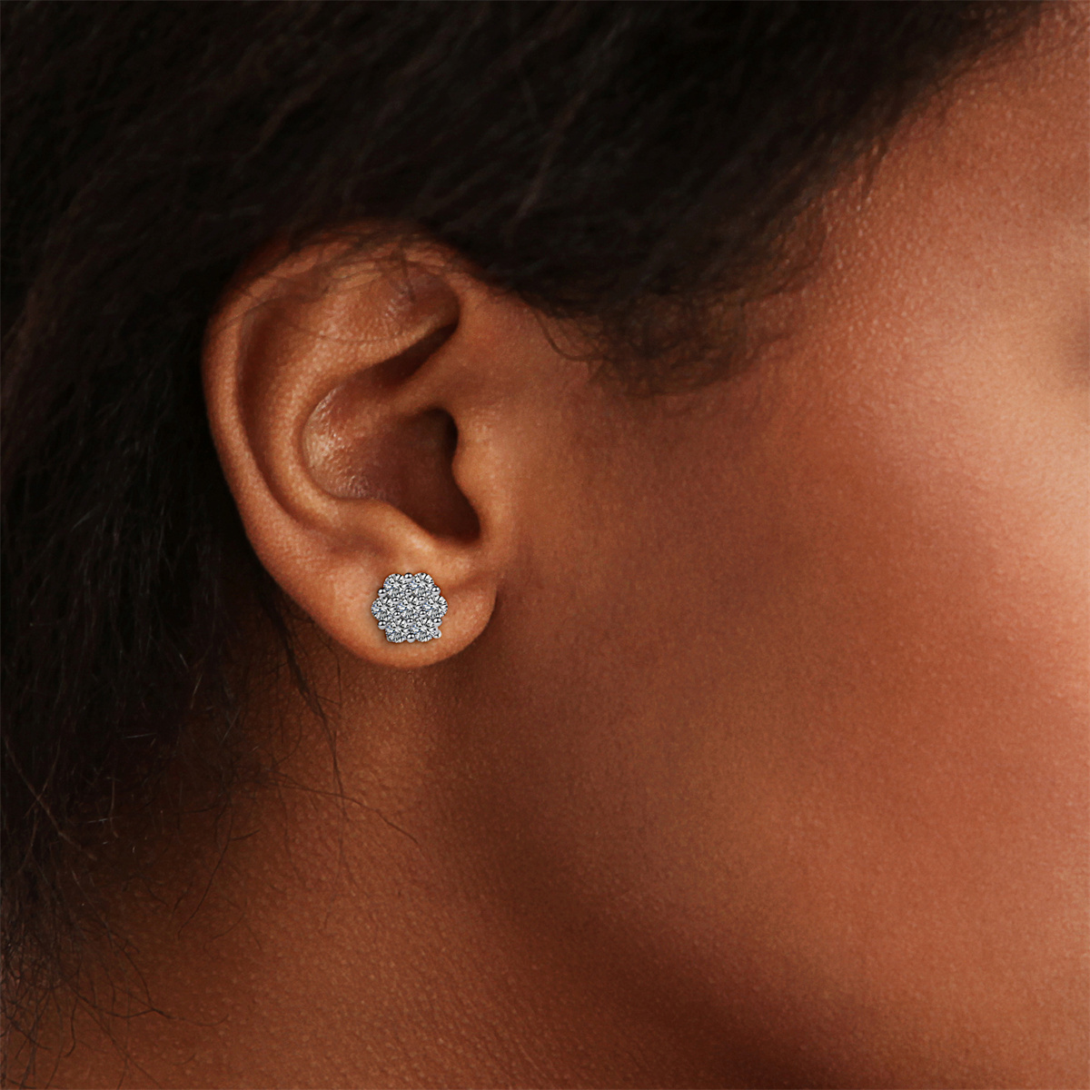 IcyBloom Floral Shine Stud Earrings 925S & VVS Moissanite