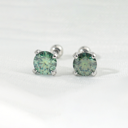 S925 0.5ct Synthetic Moissanite Exquisite Hip Hop Solitaire Four-Prong Stud Earrings Anniversary Birthday Mother's Day Gifts For Men Women