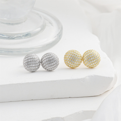 D Color Synthetic Moissanite 1.1ct Round Bling Undular Dome-Shaped Earrings