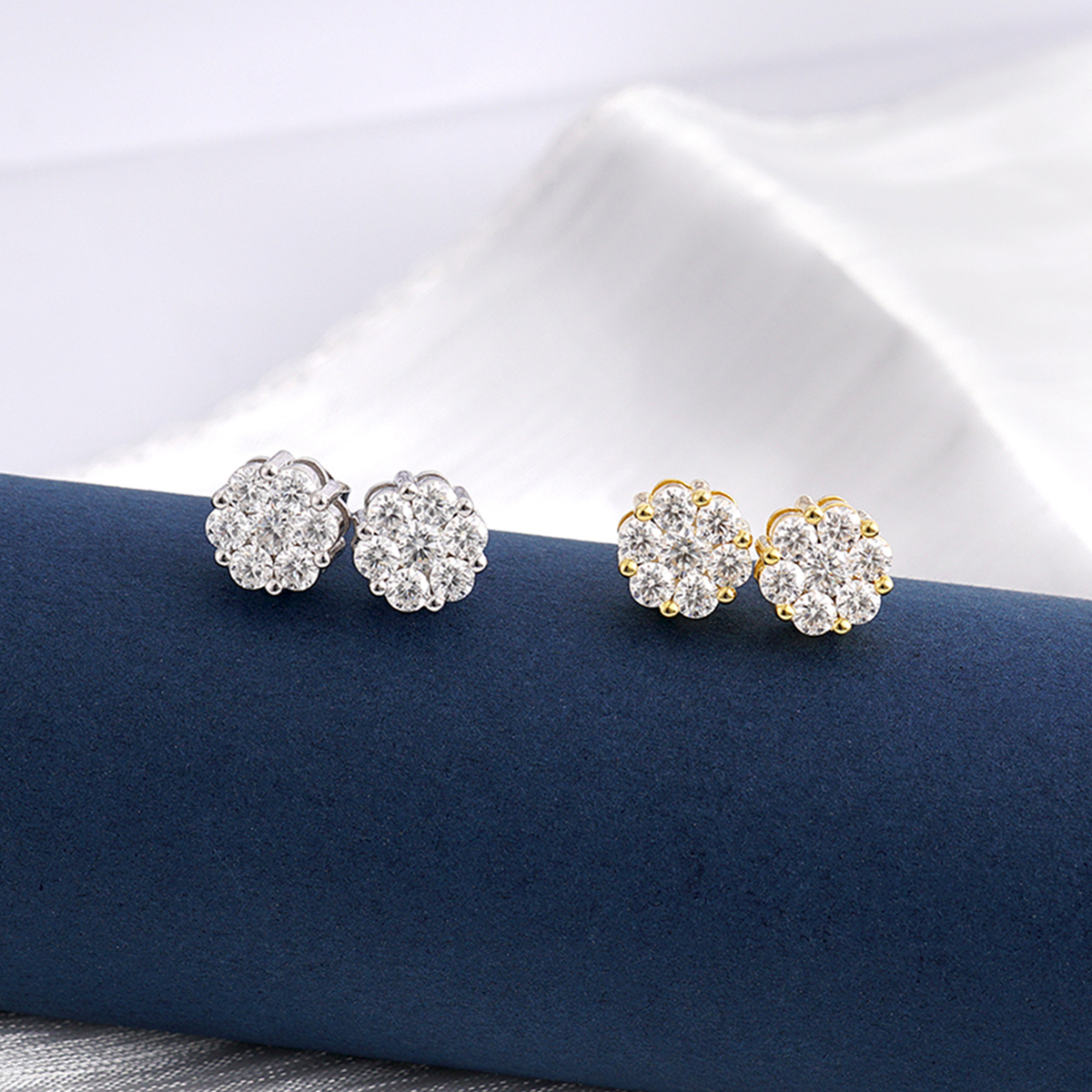 S925 Round Bling Cluster Earrings D Color Synthetic Moissanite UnisexStud Earrings