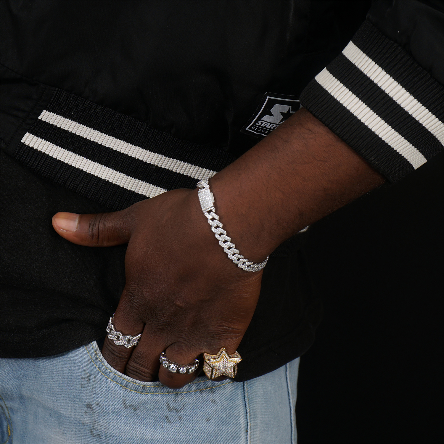 03style 8.5MM S925 VVS Synthetic Moissanite Hip Hop Iced Out Cuban Link Bracelet