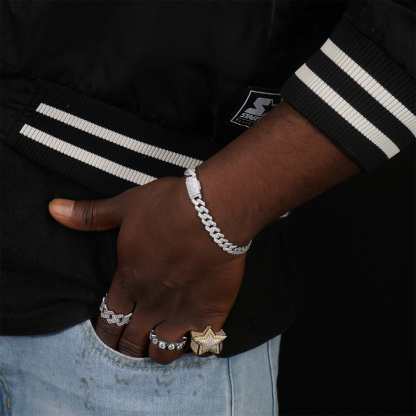 03style 8.5MM S925 VVS Synthetic Moissanite Hip Hop Iced Out Cuban Link Bracelet