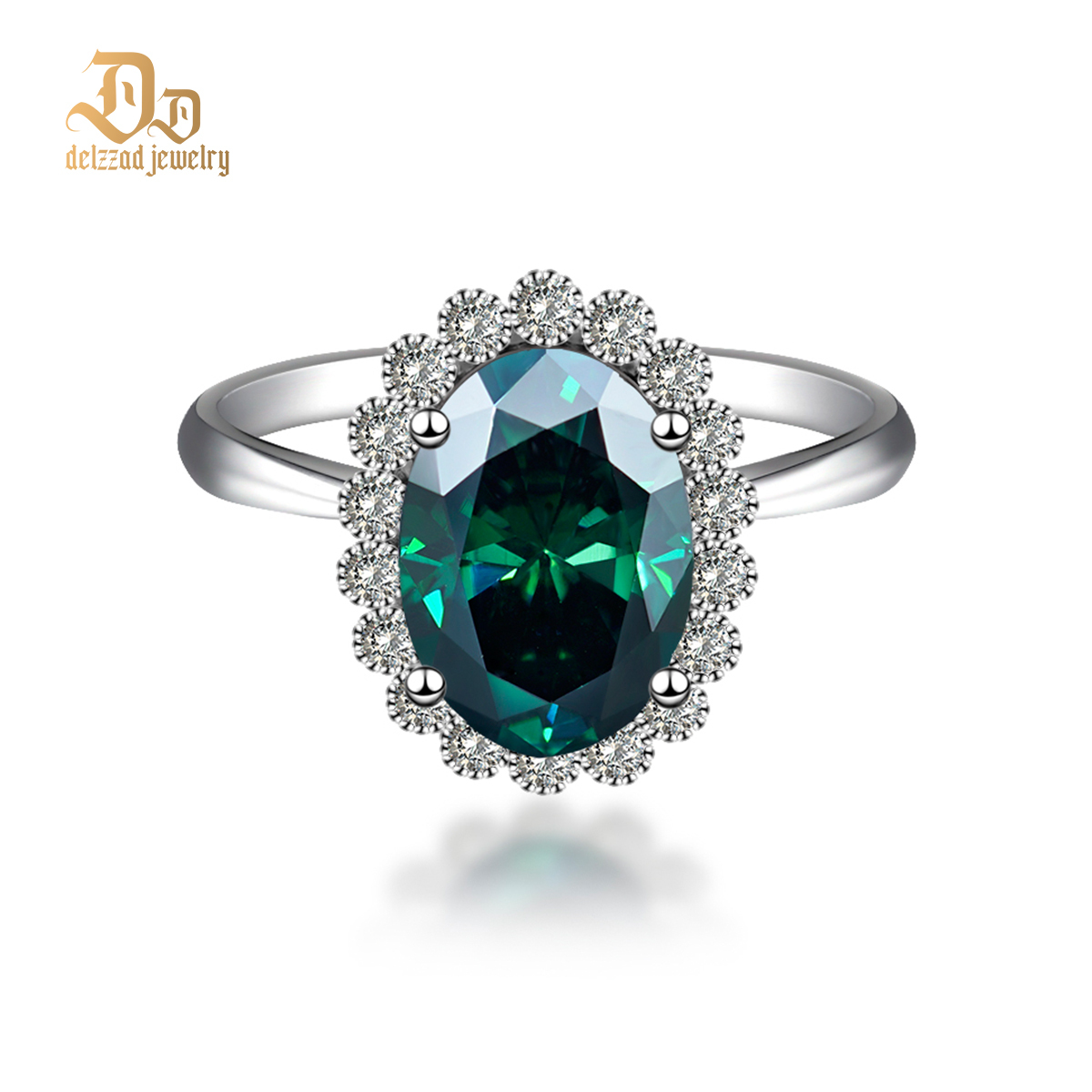 6ct Oval Synthetic Moissanite Halo Flower Ring In 925 Sterling Silver