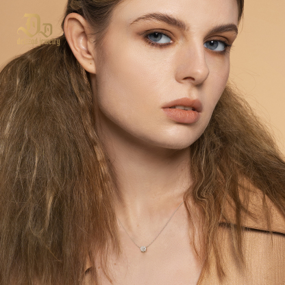 Delzzad S925 1ct Synthetic Moissanite Classic Round Four Prong Necklace