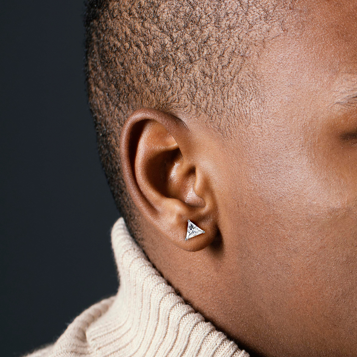 S925 Triangle Cut Synthetic Moissanite Solitaire Stud Earrings Birthday Anniversary Mother's Day Gifts