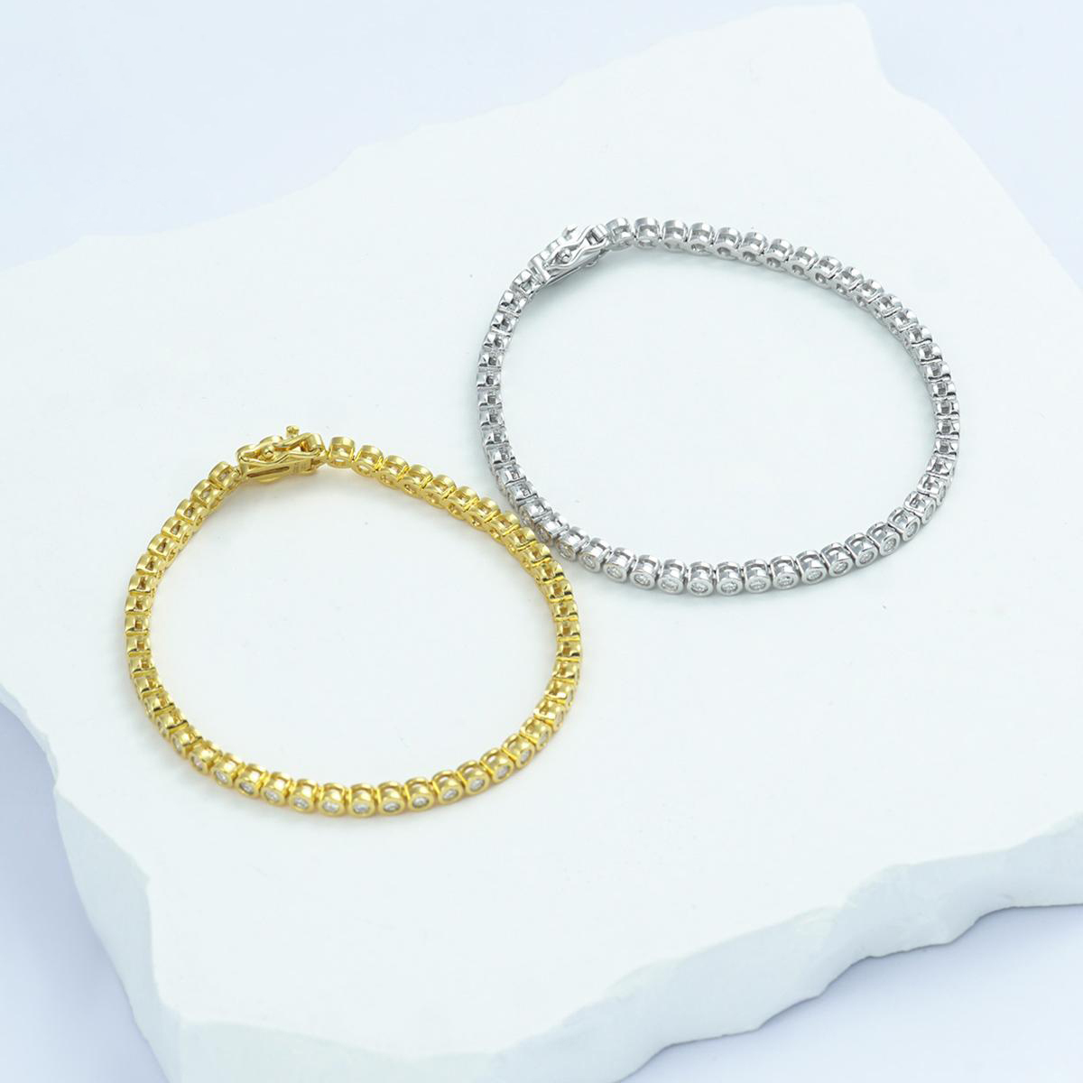 6-8inch and 2-6.5mm Gemstones S925 VVS Synthetic Moissanite Hip Hop Tennis Bracelet