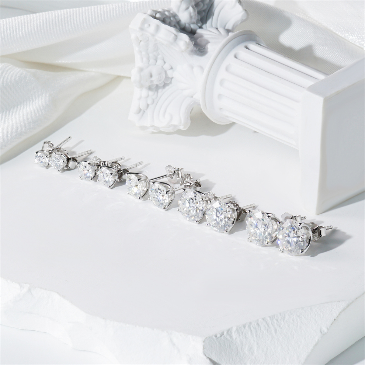 Solitaire Four Prong Earrings Screw/Butterfly Back Stud Earrings D-Color Moissanite & S925