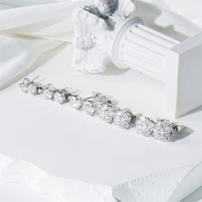 Solitaire Four Prong Earrings Screw/Butterfly Back Stud Earrings D-Color Moissanite & S925