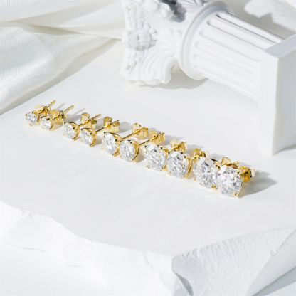 Solitaire Four Prong Earrings Screw/Butterfly Back Stud Earrings D-Color Moissanite & S925