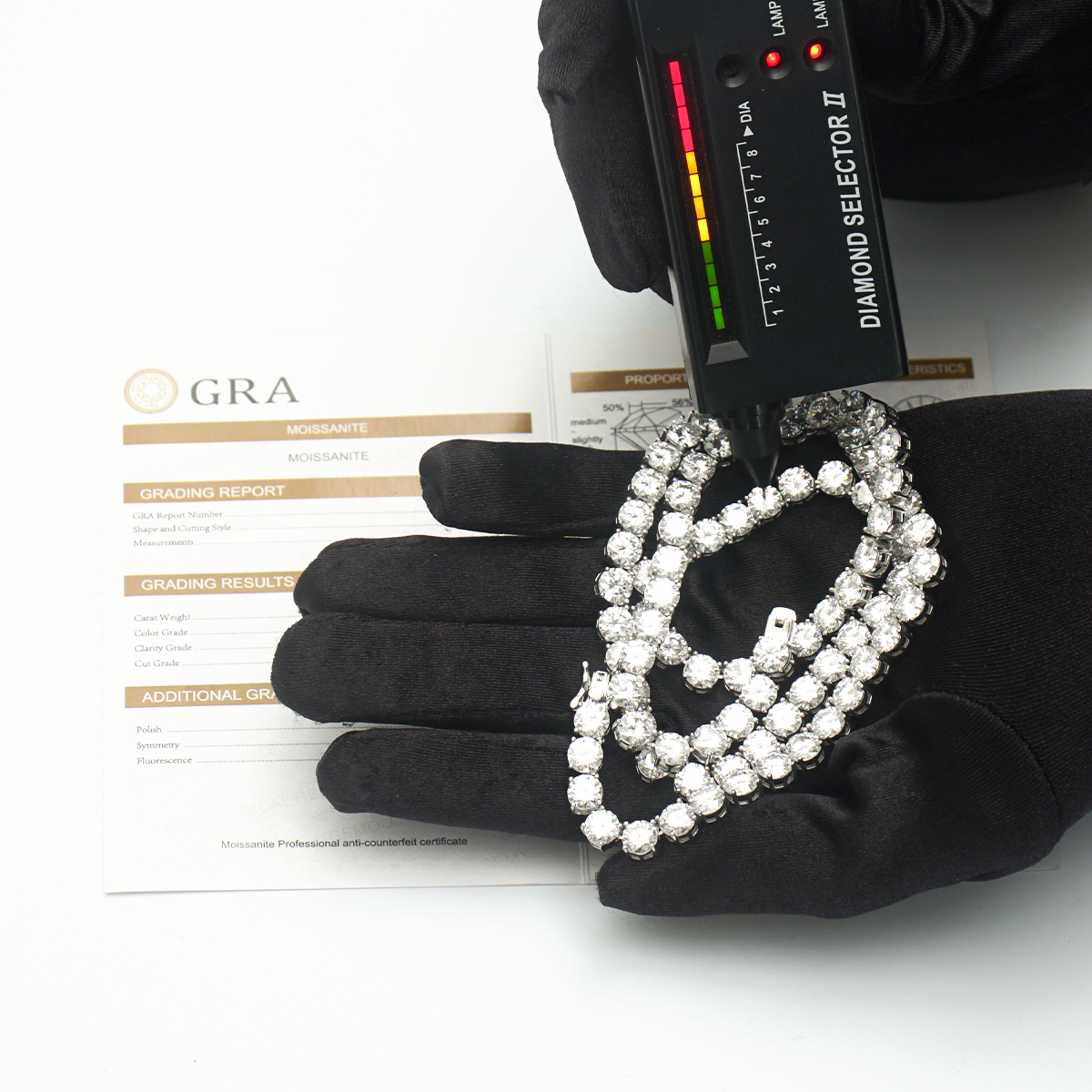 6-8inch and 2-6.5mm Gemstones S925 VVS Synthetic Moissanite Hip Hop Tennis Bracelet