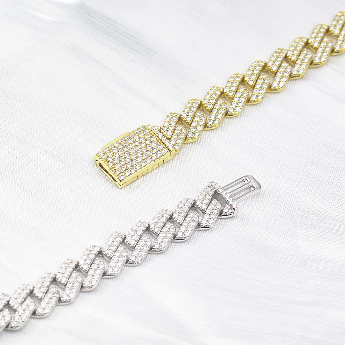 03style 8.5MM S925 VVS Synthetic Moissanite Hip Hop Iced Out Cuban Link Bracelet