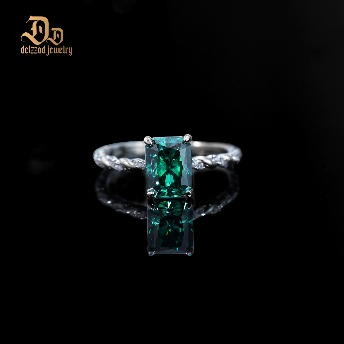 3ct Radiant Synthetic Moissanite Solitaire Twist Band Ring In 925 Sterling Silver