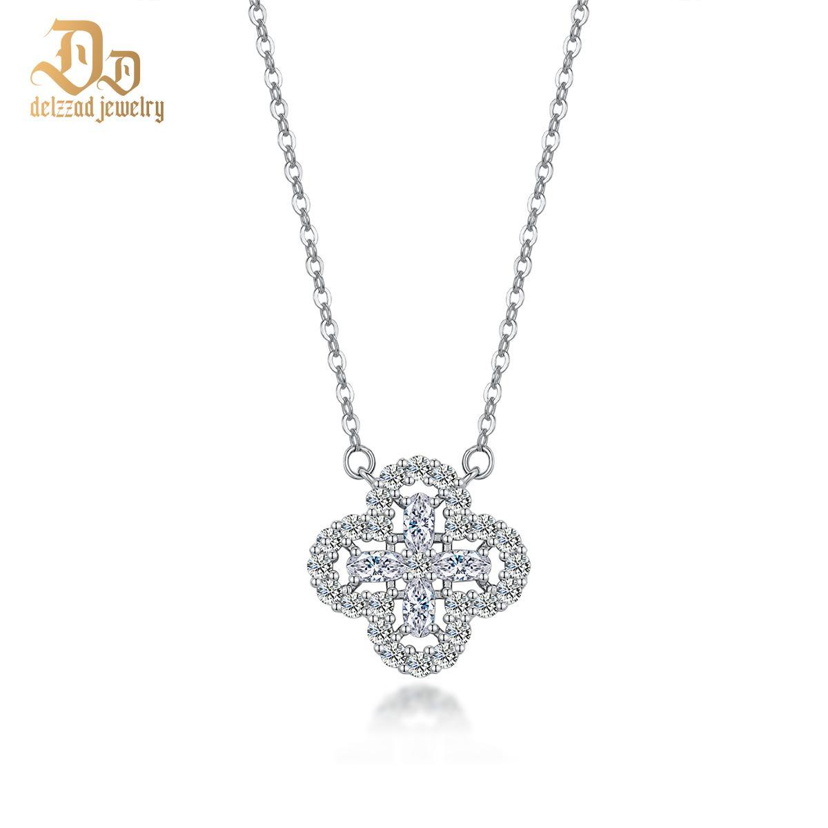 Delzzad S925 Synthetic Moissanite Diverse Sparkling Charm Necklace Pendant Valentine's Day Lover Gifts for Women
