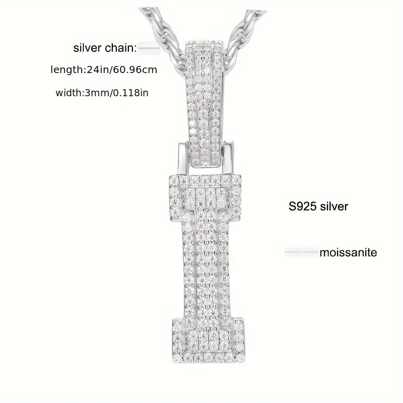 MOISSANITE SOLID ALPHBET LETTERS NAME CHARM PENDANT SMALL SIZE WHITE GOLD