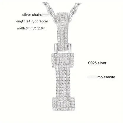 MOISSANITE SOLID ALPHBET LETTERS NAME CHARM PENDANT SMALL SIZE WHITE GOLD