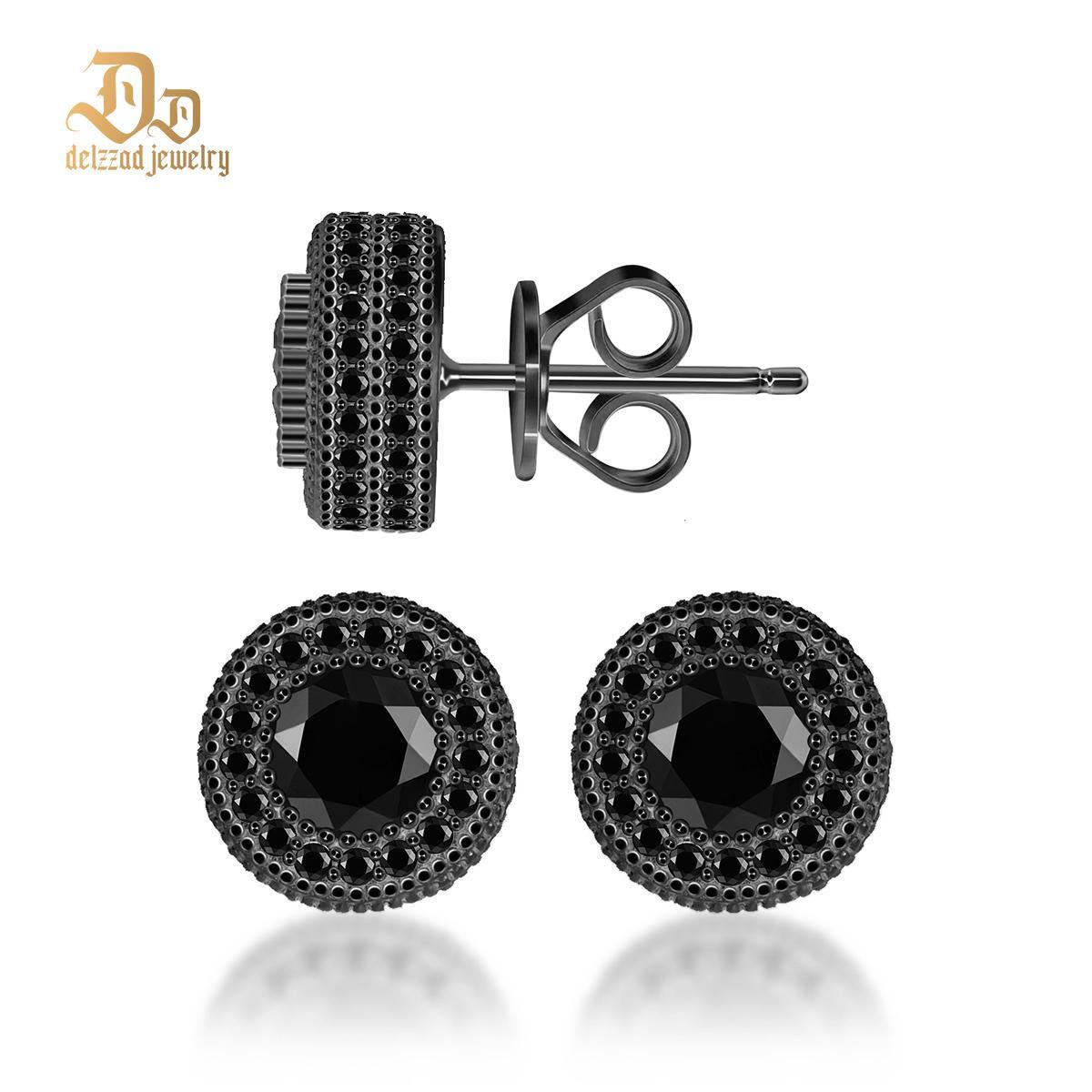 S925 Round Synthetic Moissanite Hip Hop Iced Out Halo Stud Earrings For Men Women Christmas Gifts