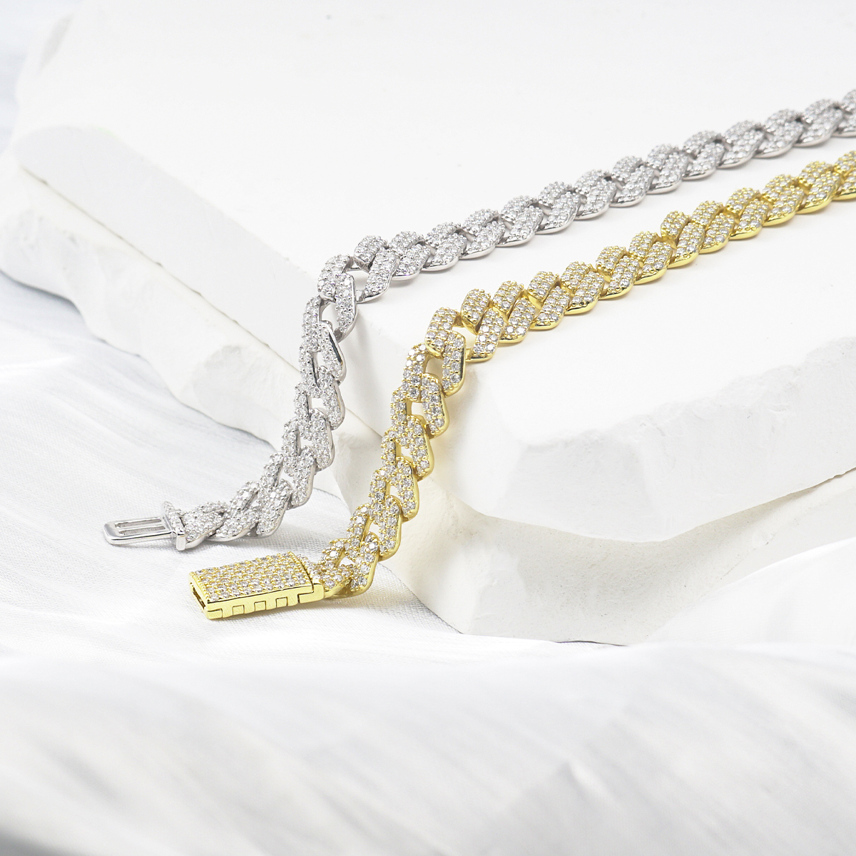 03style 8.5MM S925 VVS Synthetic Moissanite Hip Hop Iced Out Cuban Link Bracelet