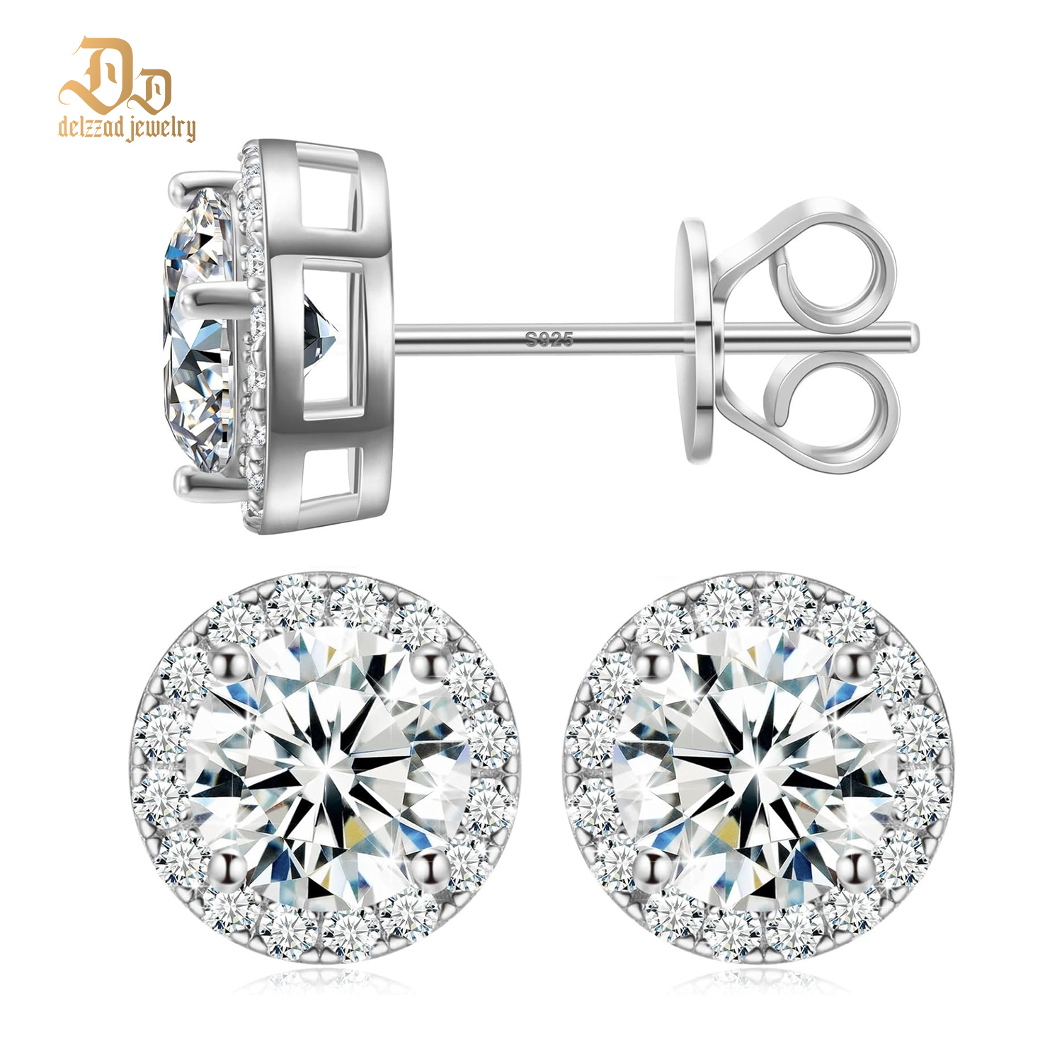 925S & VVS1 MOISSANITE HALO STUD EARRINGS