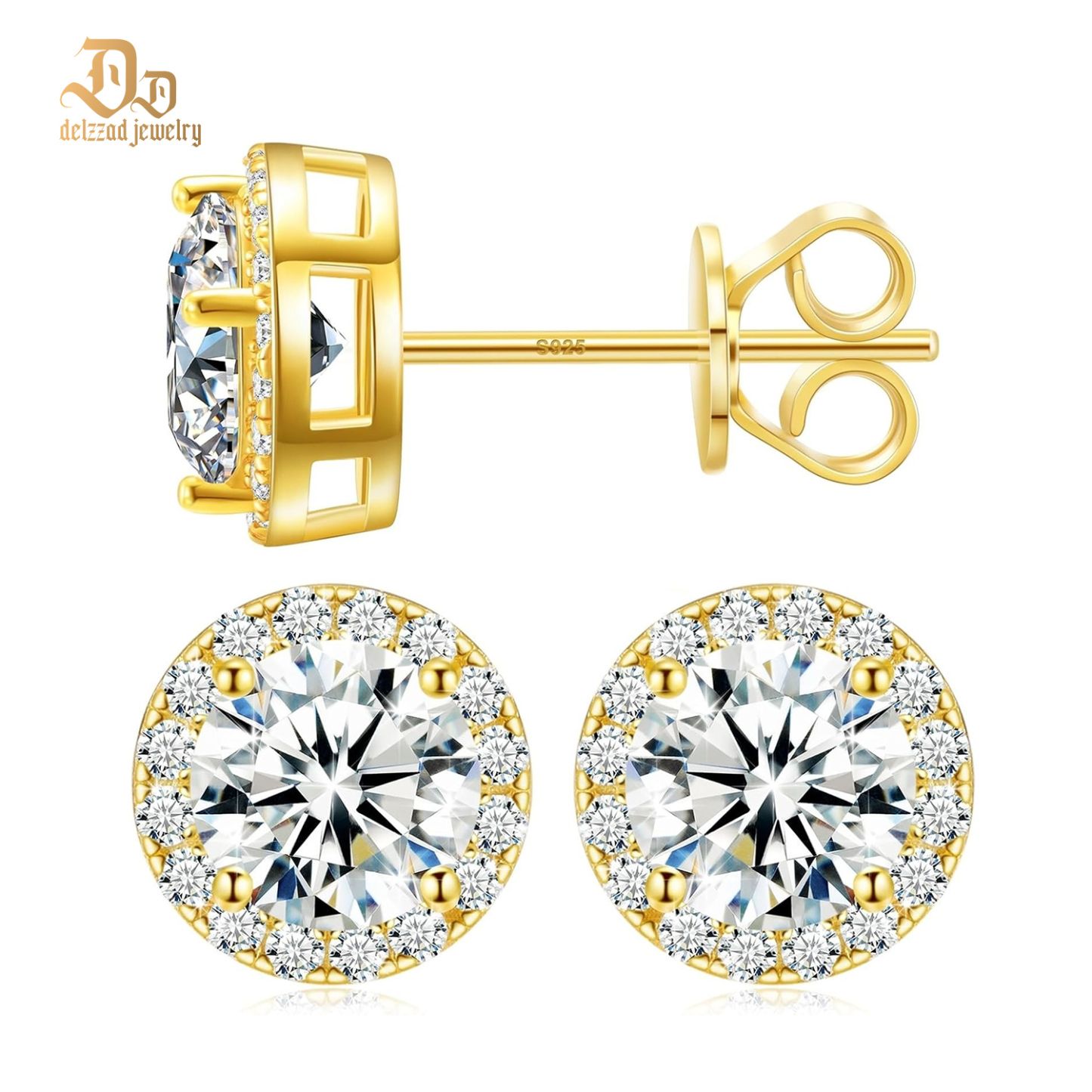 925S & VVS1 MOISSANITE HALO STUD EARRINGS